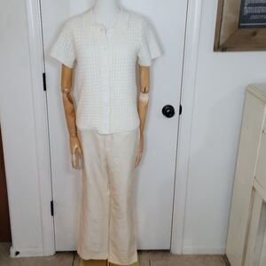 Banana Republic Y2K 2003 100% Silk Cream Crop Pants Size 6